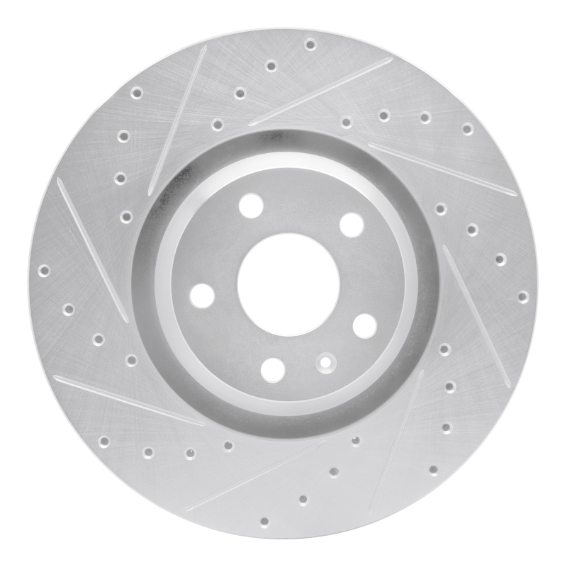 Audi TTS Quattro Brake Rotor (1) - Front Left - R1 Concepts - Drilled & Slotted - Silver - `08-`11